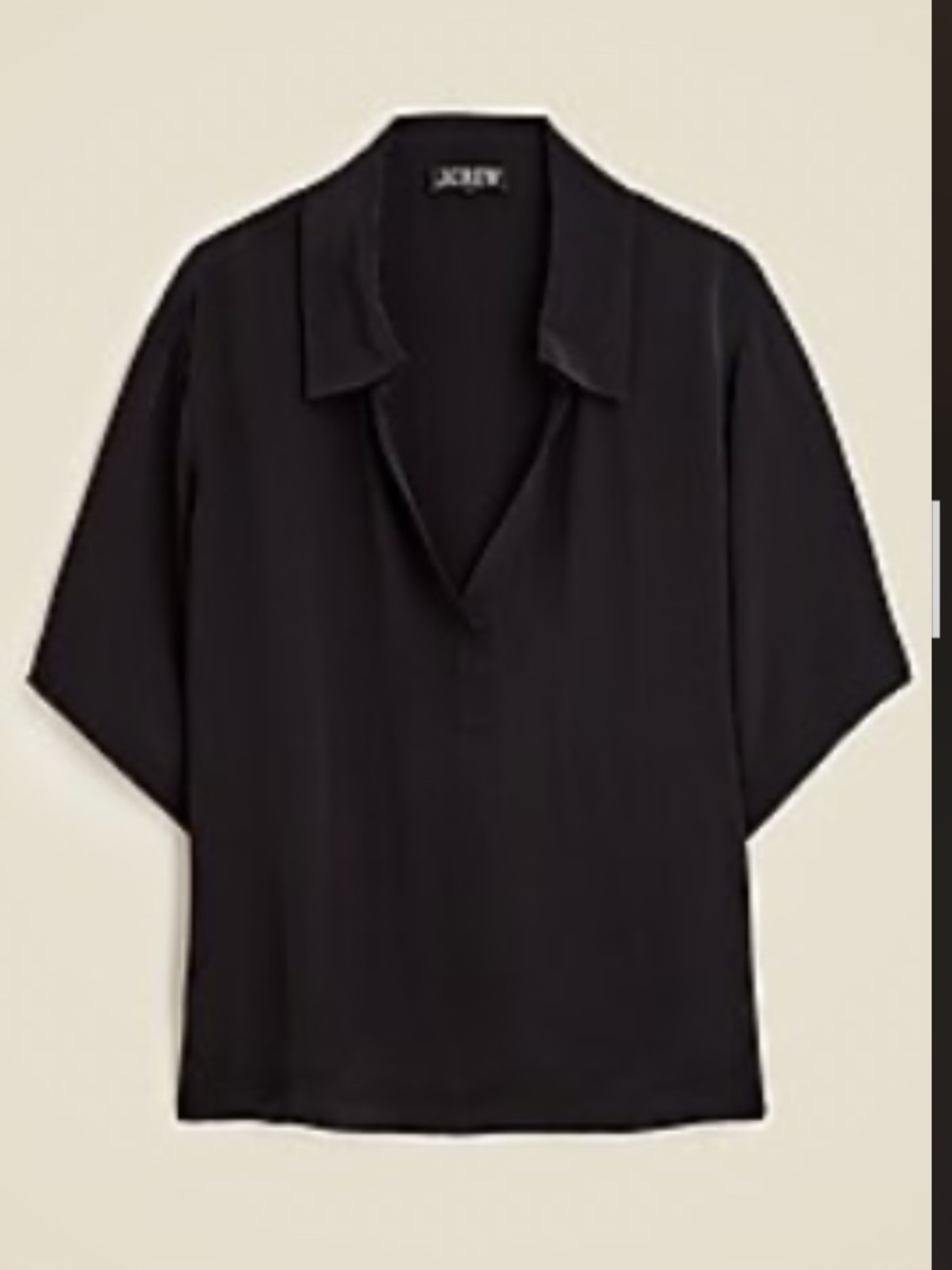 EUC J.CREW Boxy Black V-Neck Short Sleeve Pullover Blouse SZ L
